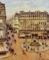 rue saint honore morning sun effect place du theatre francais 1898 Camille Pissarro